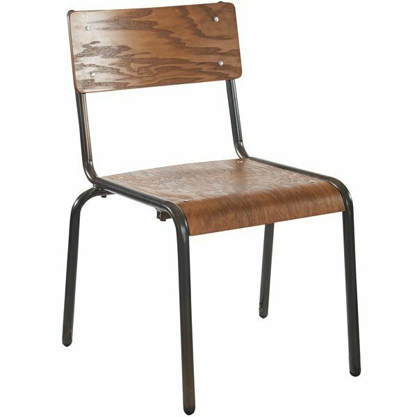 Bfm Seating BFM Nash Stackable Side Chair with Distressed Steel Frame and Autumn Ash Veneer Wood Seat and Back 163JS55CASHR